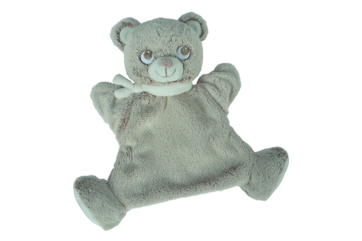  louis handpuppet bear grey white scarf 